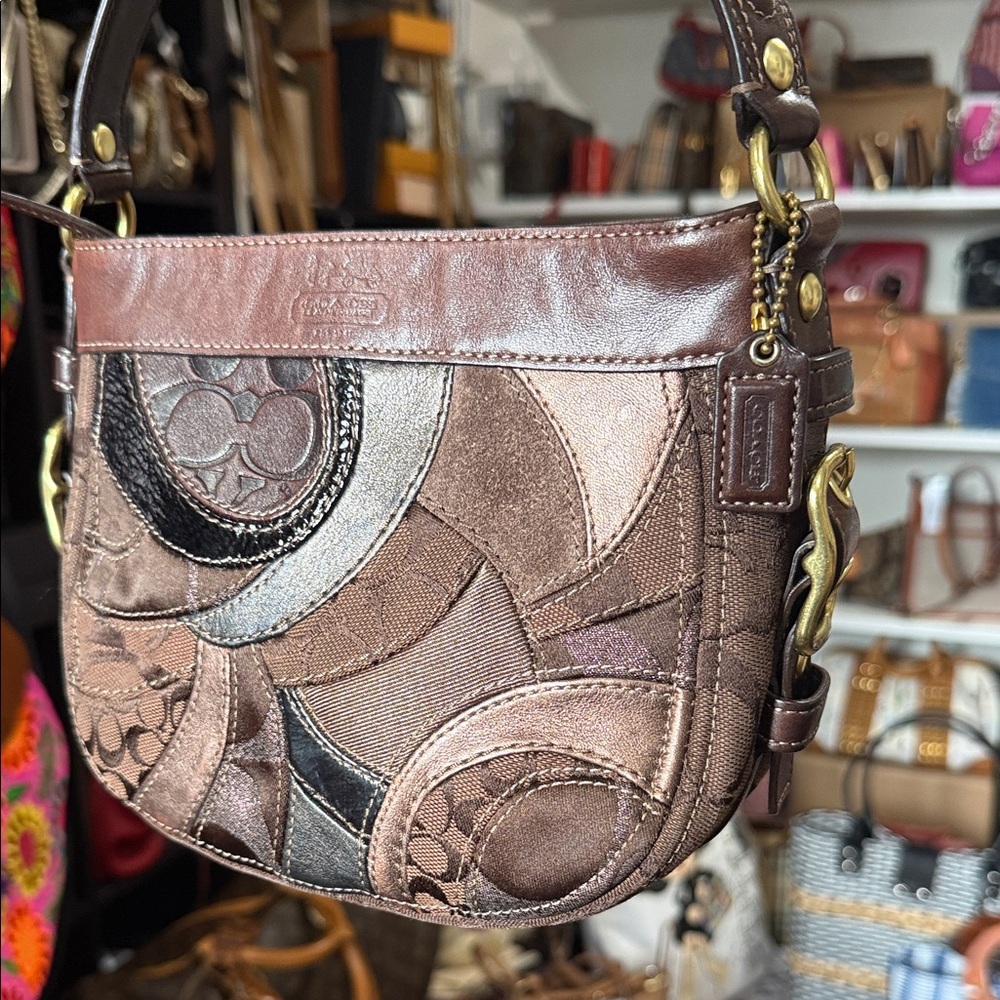 Coach Zoe Mini Multicolor Patchwork Shoulder Bag - image 2